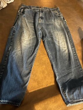 Relaxed Fit Men's Jeans in Faded Blue Denim